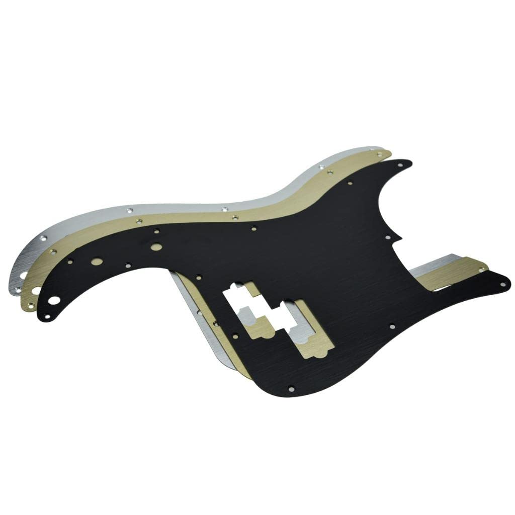 KAISH 13-Hole Metal Aluminium Anodized Left Handed P Bass Style Pickguard American Modern Style Standard Bass Pick Guard for Pre